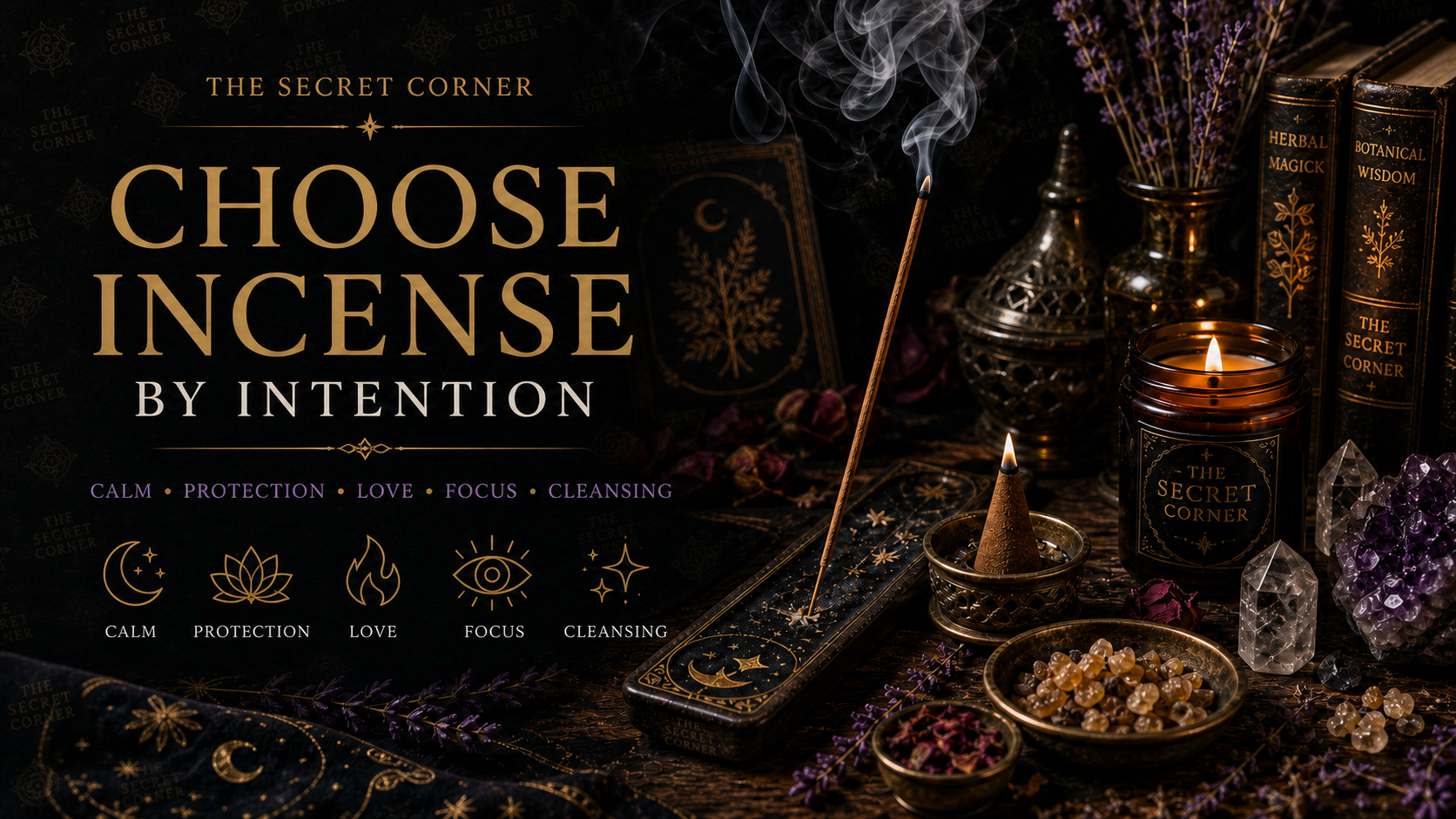 Incense sticks and spiritual tools for choosing incense by intention