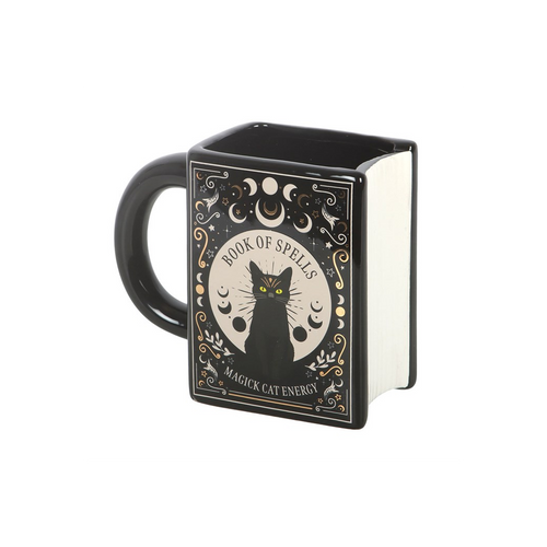 Black Cat Magick Book of Spells Book Shaped Mug