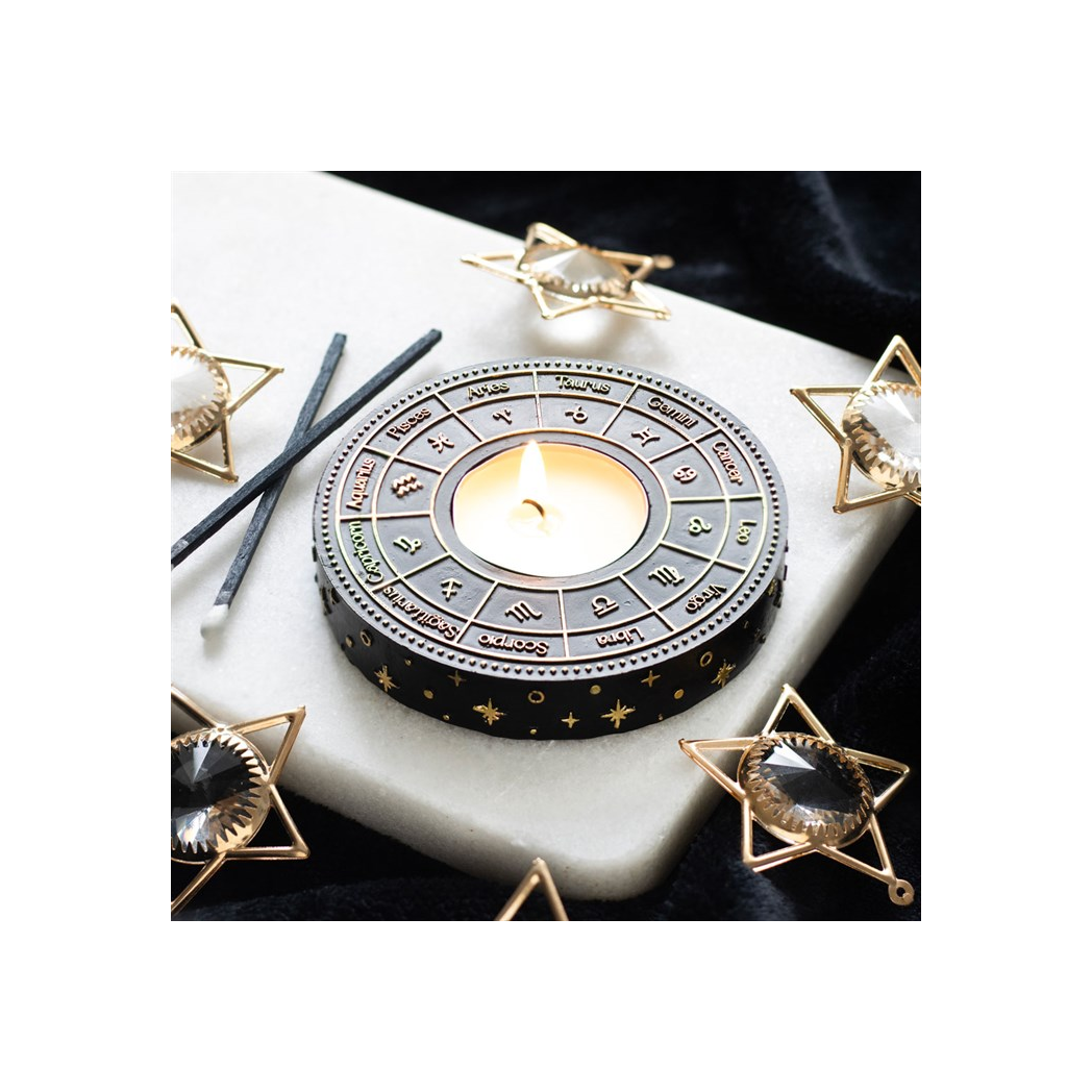 Astrology Wheel Tealight Candle Holder