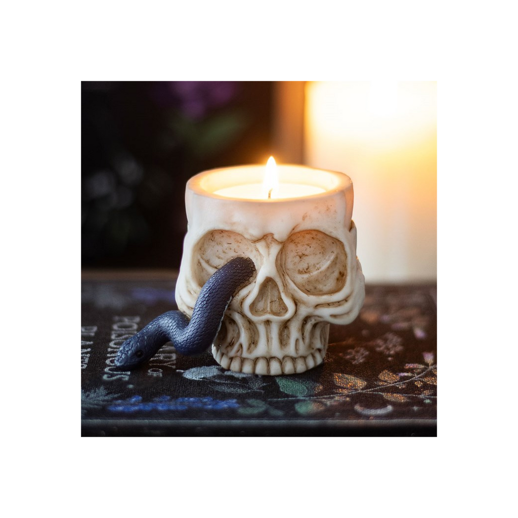Skull Tealight Holder with Snake