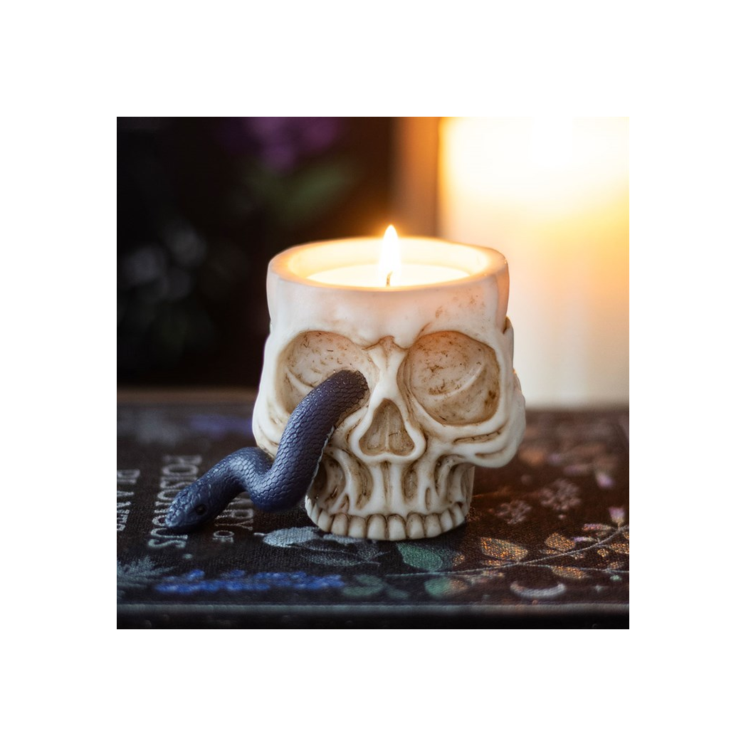 Skull Tealight Holder with Snake