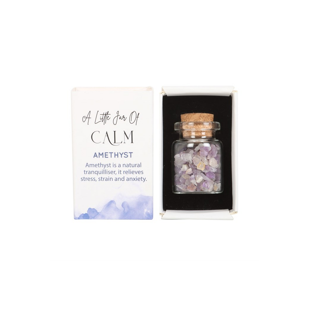Jar of Calm Amethyst Crystal in a Matchbox