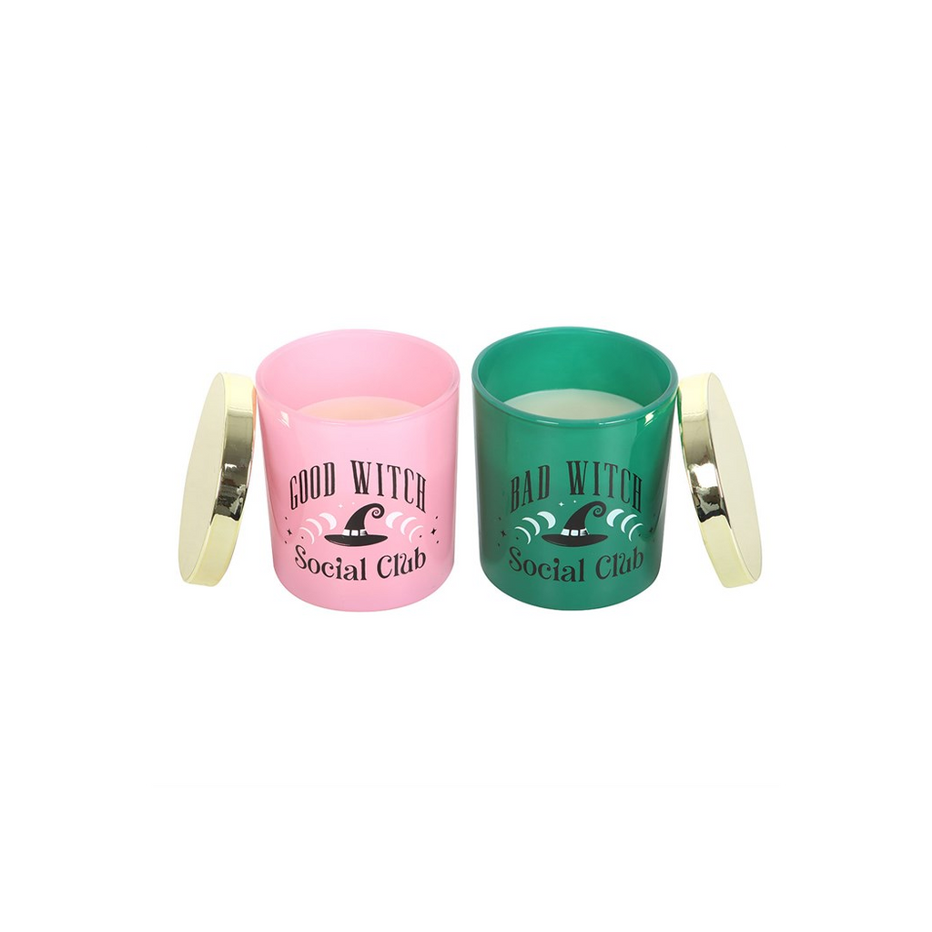 Set of 2 Good Witch and Bad Witch Scented Glass Candles