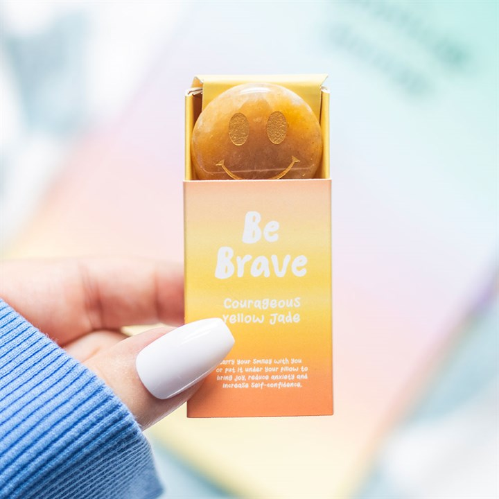 Be Brave yellow jade happy face crystal gift
