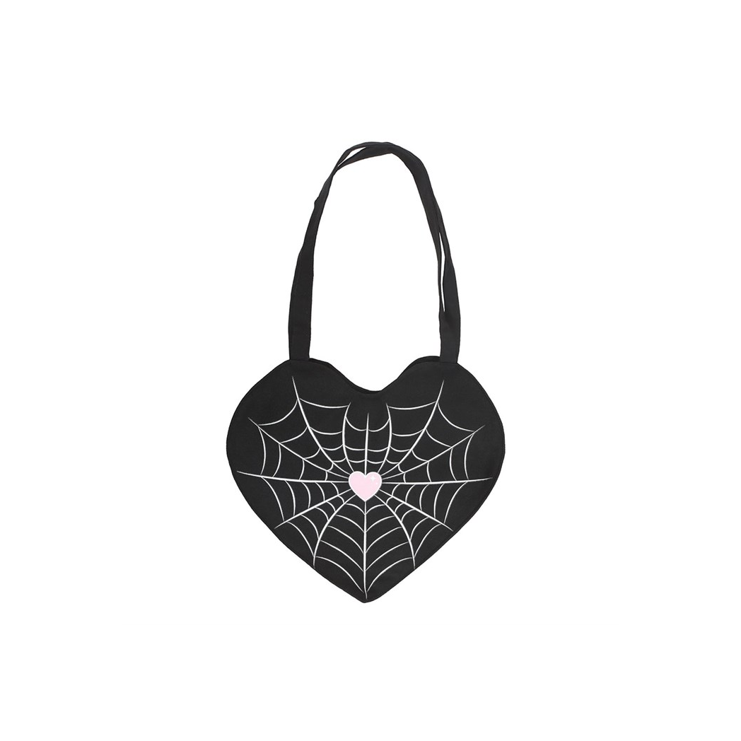 Spiderweb Heart Satin Tote Bag