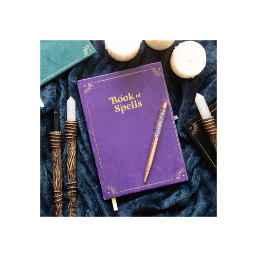 Book of Spells Journal with Amethyst Crystal Pen