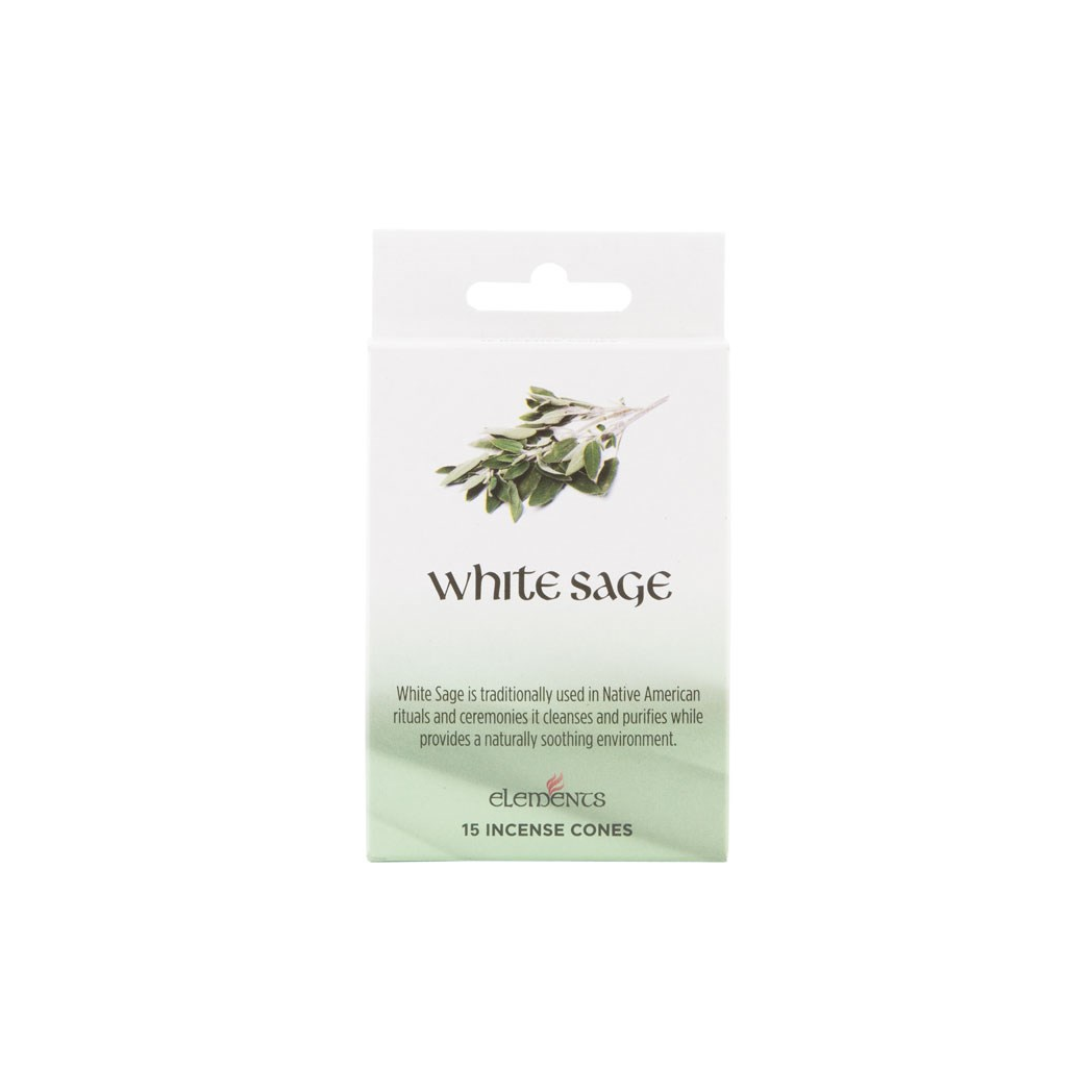 Set of 12 Packets of Elements White Sage Incense Cones