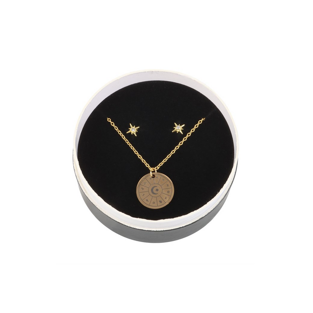Astrology Wheel Earring and Necklace Set