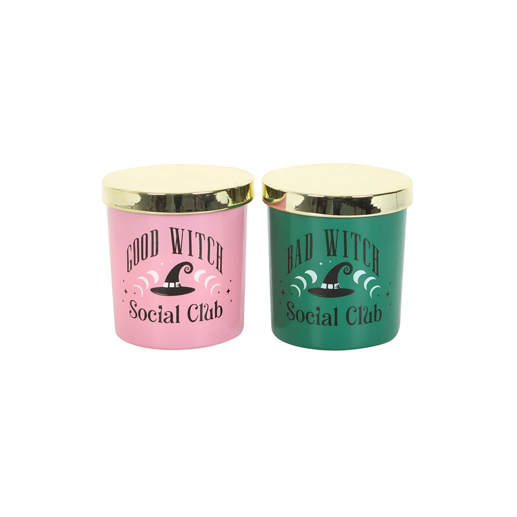 Set of 2 Good Witch and Bad Witch Scented Glass Candles