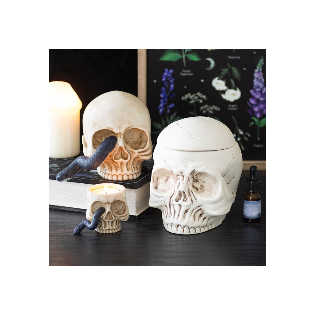Skull Tealight Holder with Snake