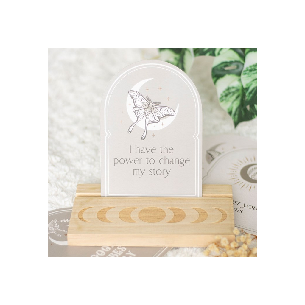 Luna Moth Affirmation Cards with Wooden Stand
