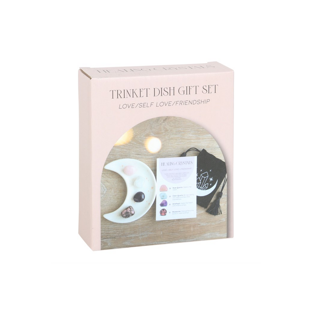 Love Healing Crystal Set with Moon Trinket Dish
