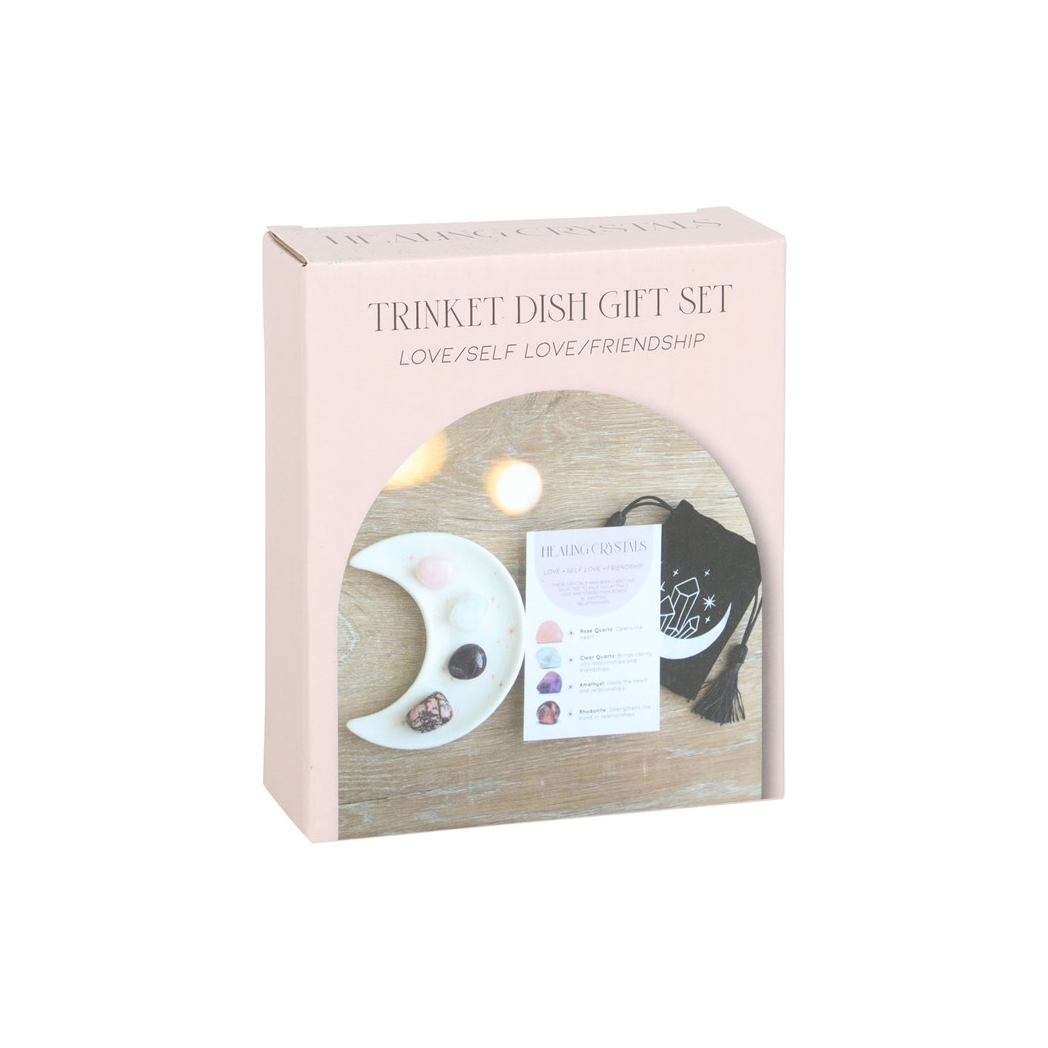 Love Healing Crystal Set with Moon Trinket Dish