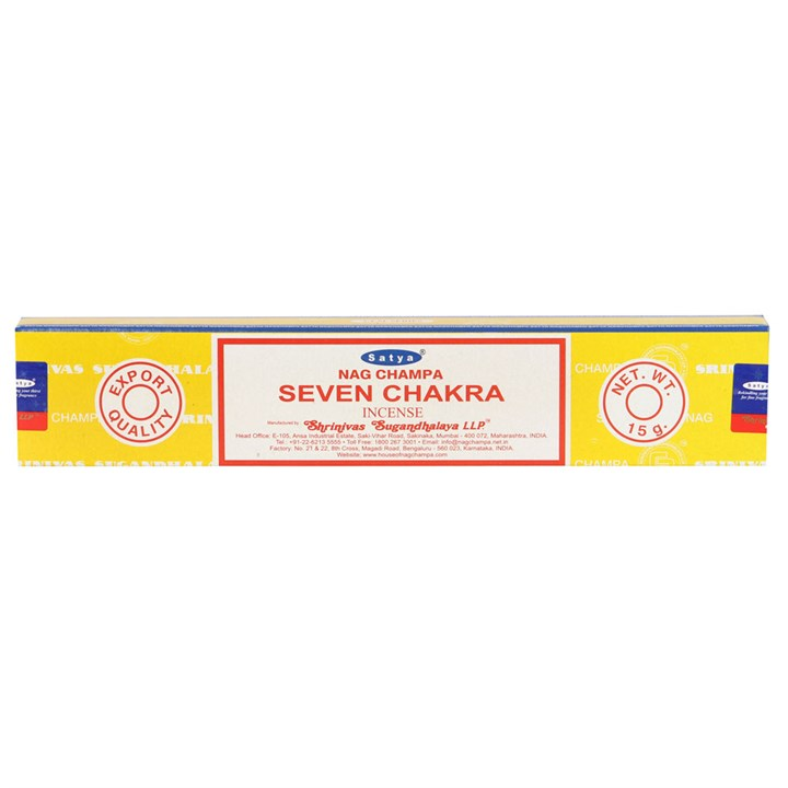 Set of 12 Seven Chakra Incense Sticks by Satya