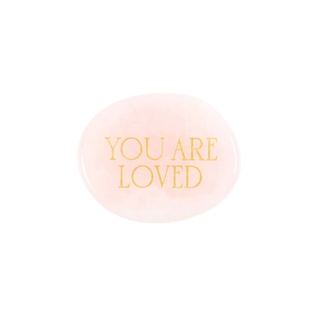 You Are Loved Rose Quartz Crystal Palm Stone