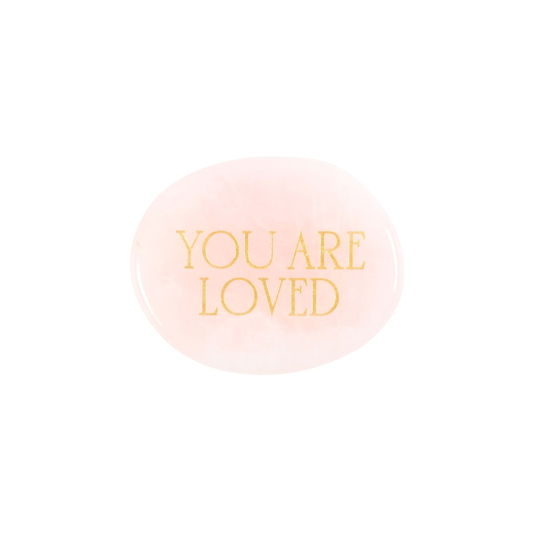 You Are Loved Rose Quartz Crystal Palm Stone