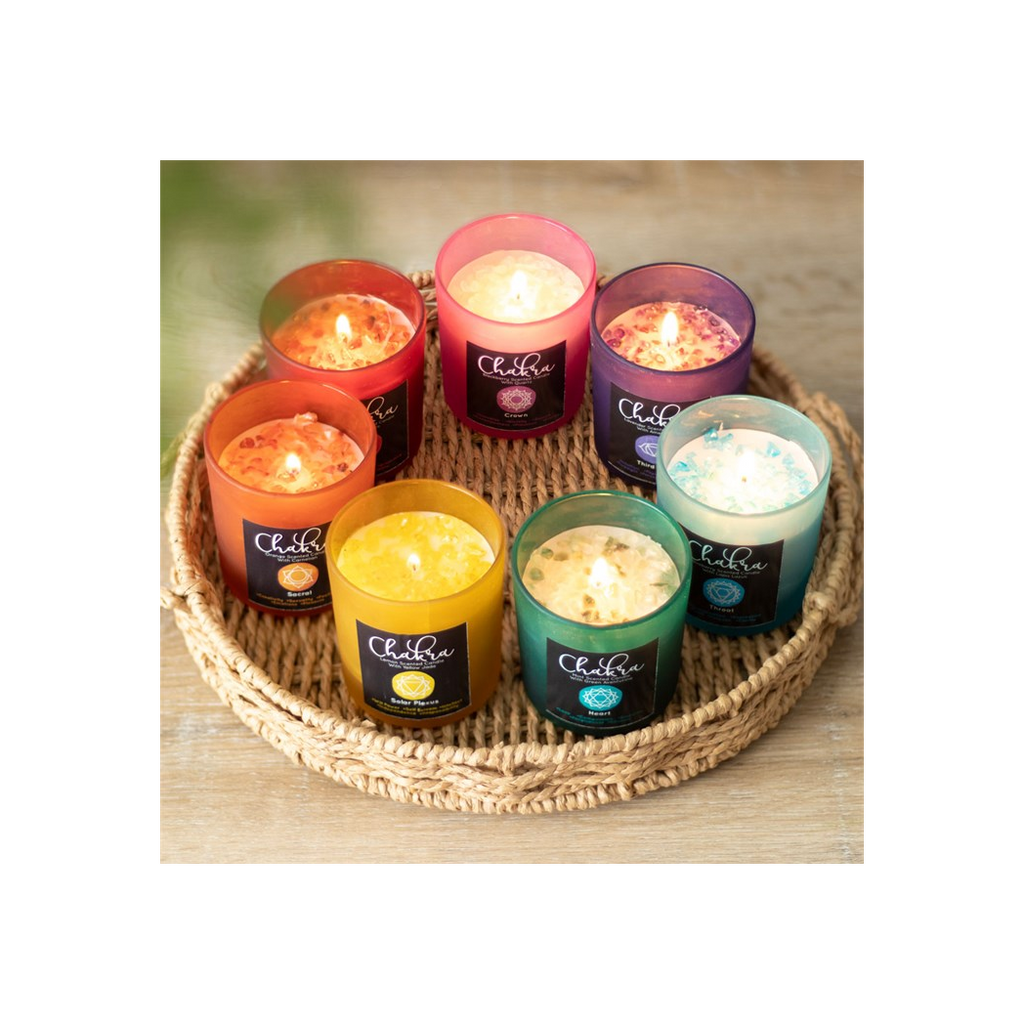 Solar Plexus Chakra Lemon Crystal Chip Candle