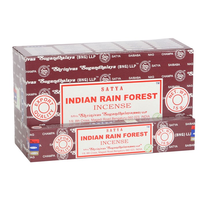 Set of 12 Indian Rain Forest Incense Sticks by Satya