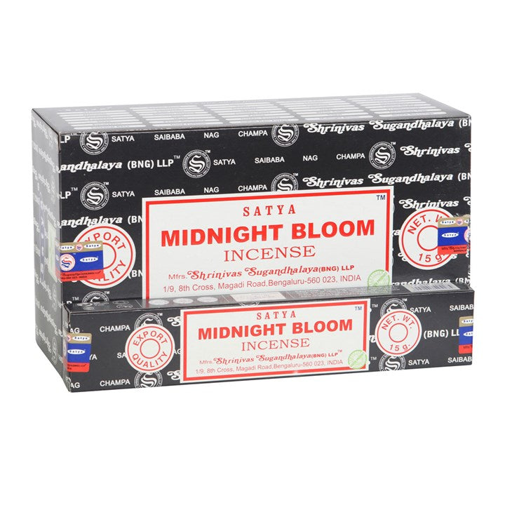 Set of 12 Midnight Bloom Incense Sticks by Satya