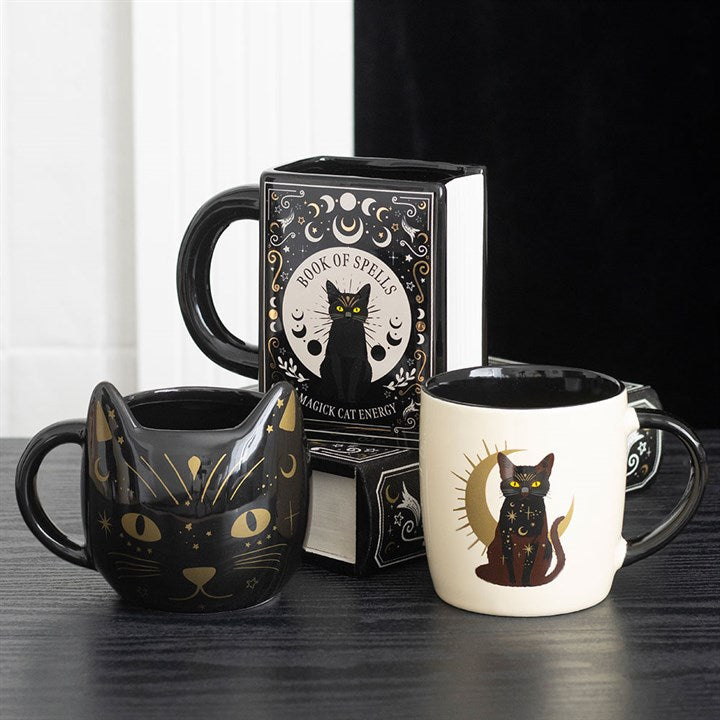 Black Cat Magick Book of Spells Book Shaped Mug