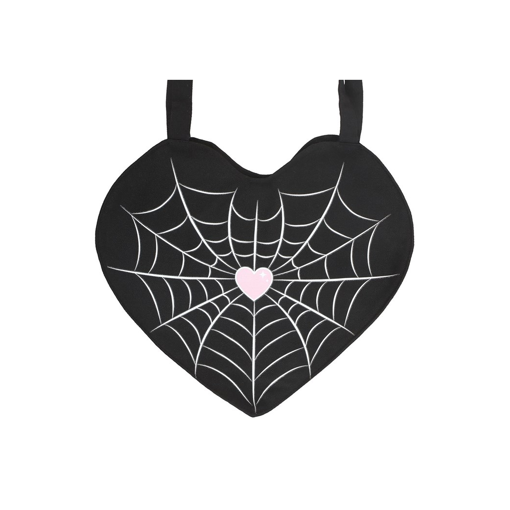 Spiderweb Heart Satin Tote Bag