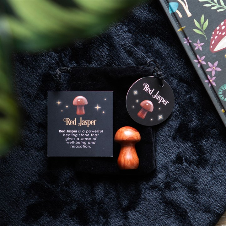 Magical red jasper crystal mushroom for gifting and display