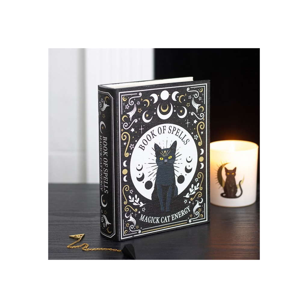 Black Cat Magick Book of Spells Shaped Storage Box