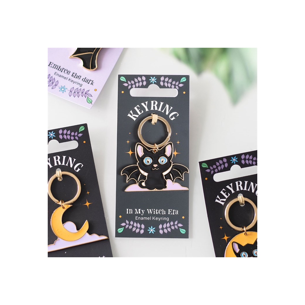 In My Witch Era Bat Cat Enamel Keyring