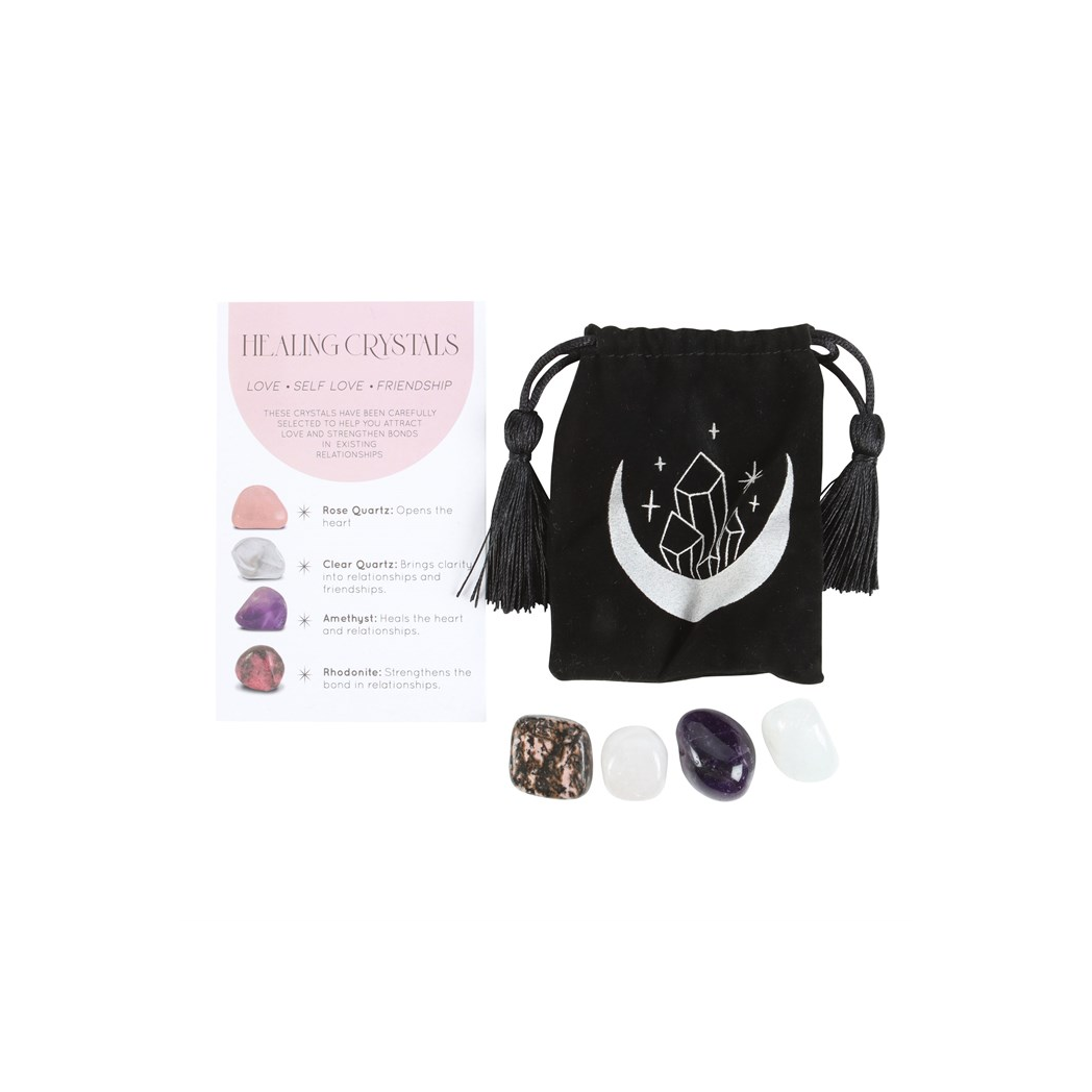 Love Healing Crystal Set with Moon Trinket Dish
