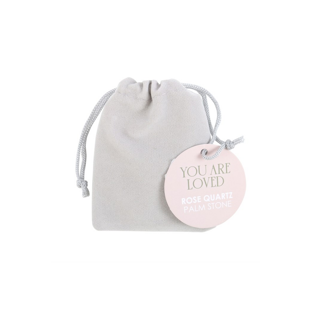 You Are Loved Rose Quartz Crystal Palm Stone