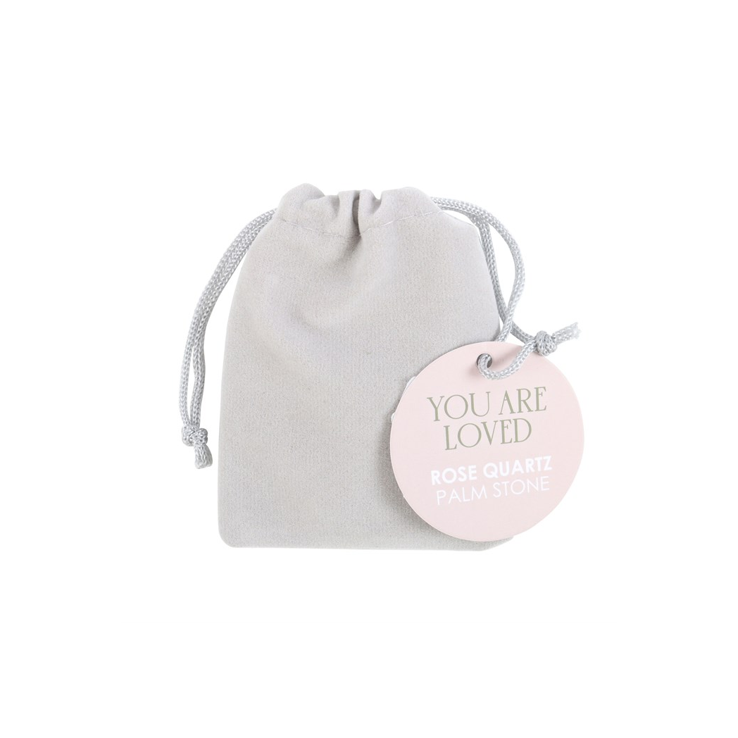 You Are Loved Rose Quartz Crystal Palm Stone