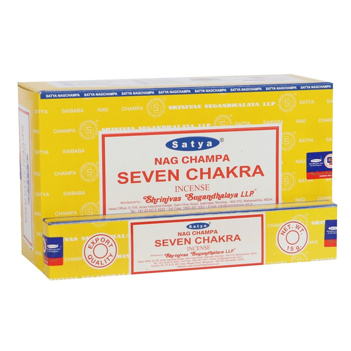 Set of 12 Seven Chakra Incense Sticks by Satya