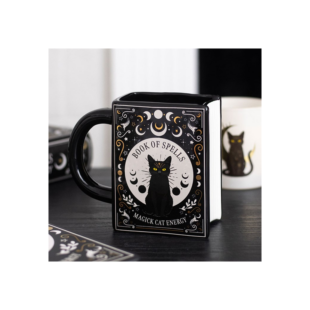 Black Cat Magick Book of Spells Book Shaped Mug