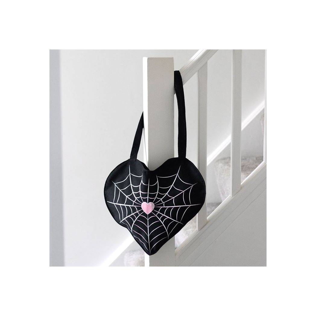 Spiderweb Heart Satin Tote Bag