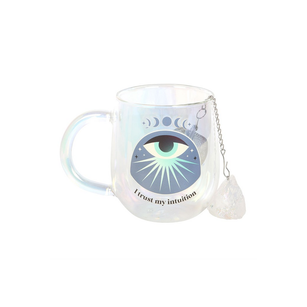 Intuition Double Walled Glass Mug with Aura Crystal Tea Infuser