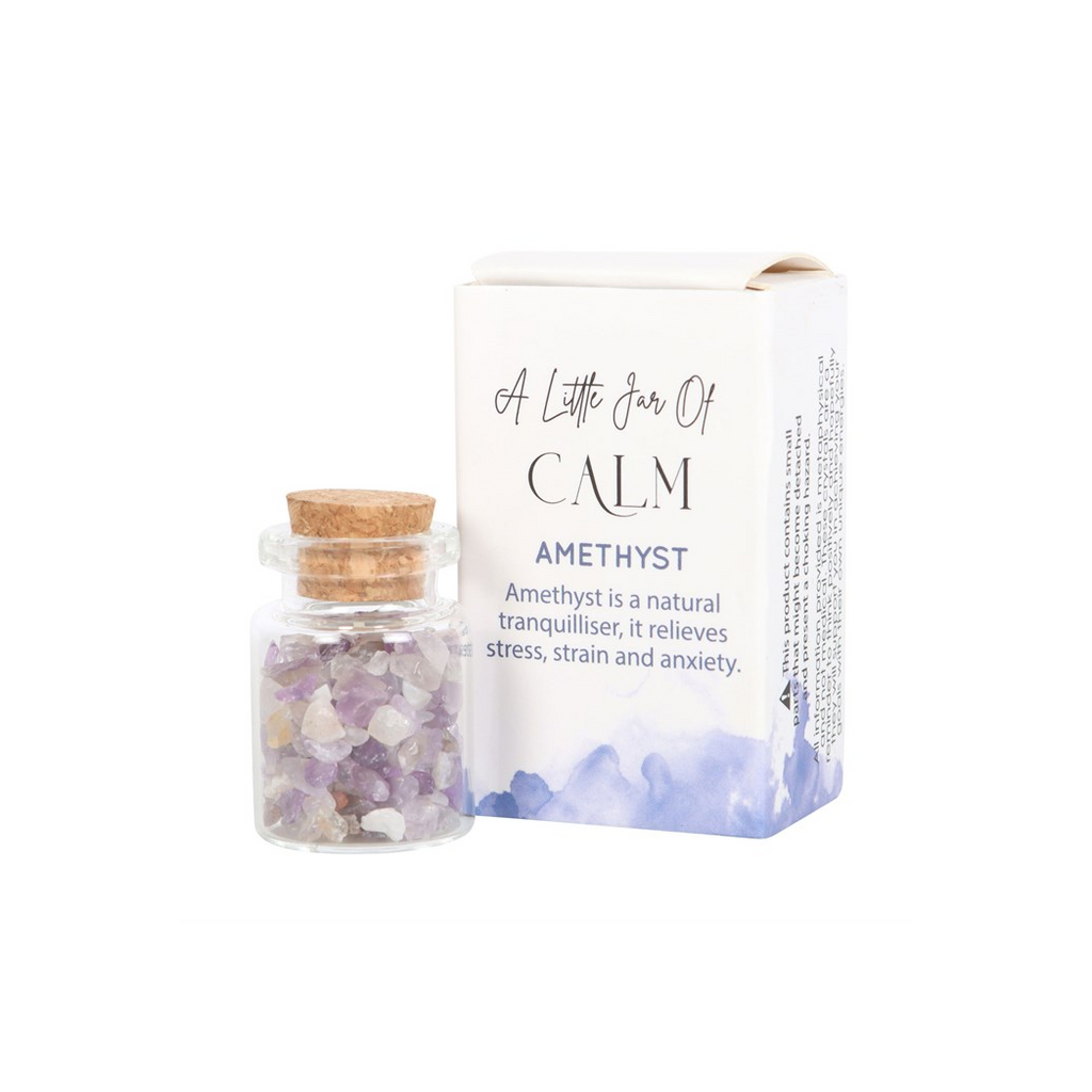 Jar of Calm Amethyst Crystal in a Matchbox