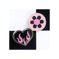 Burning Heart and Sad Flower Pin Badge Set